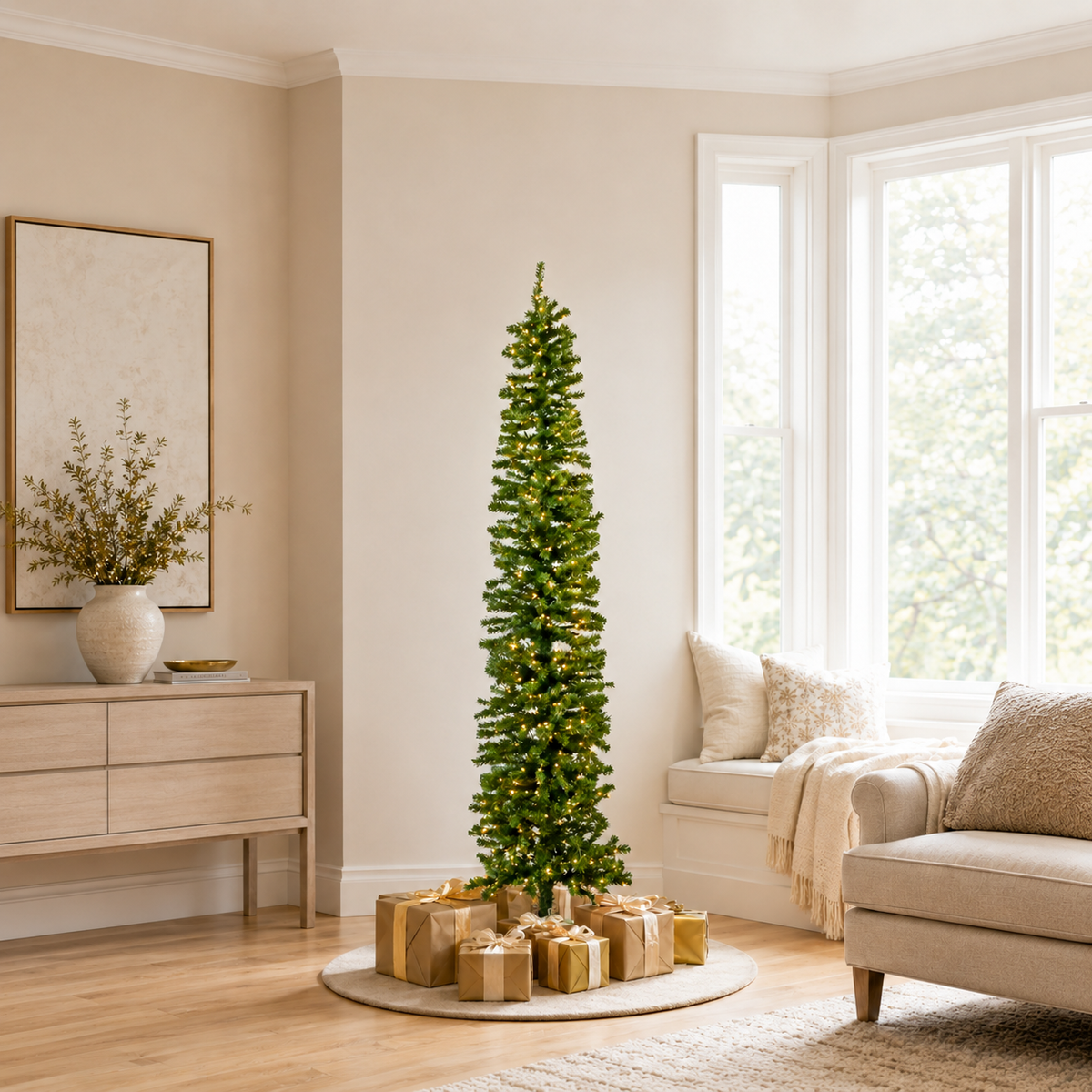 Pencil Tree Pre-Lit Clear Lights