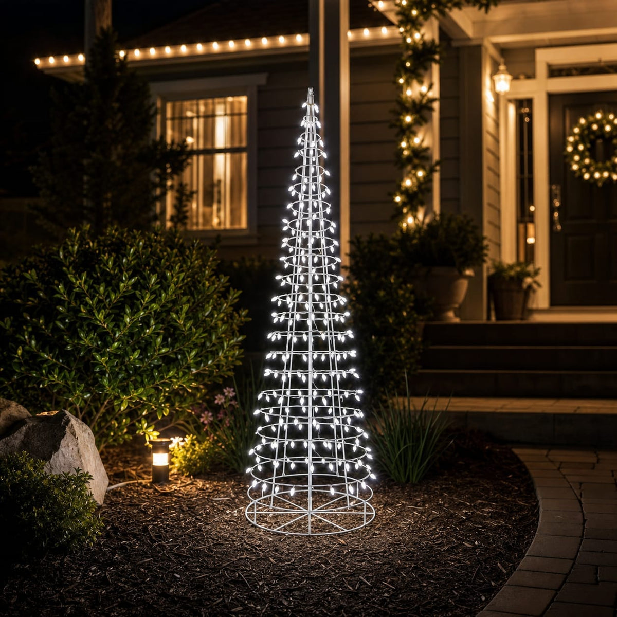 4 FT 120 LED Pure White Cone Tree Twinkling Effect