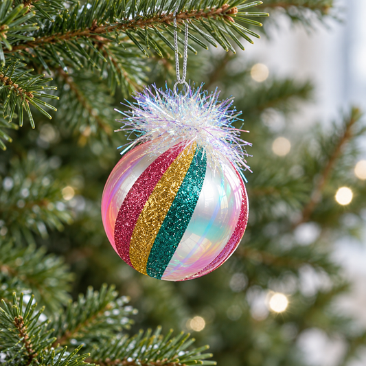 3" Multi Iridescent Glass Ball Ornament Set Of 12