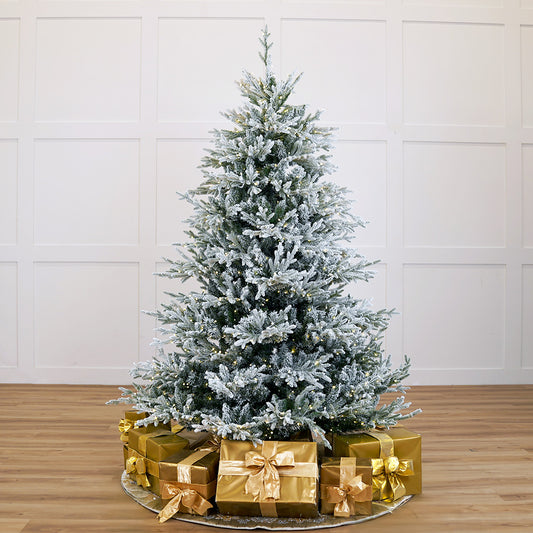 Árbol de Navidad Norway Snowy Deluxe con luces LED de color blanco cálido preiluminadas