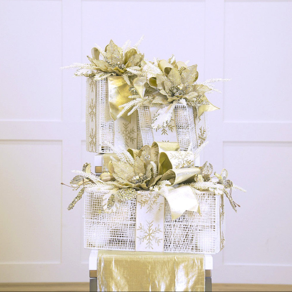White & Gold Gift Box Decor Bundle