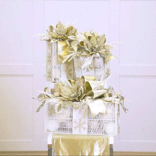 Paquete de decoración de caja de regalo blanca y dorada