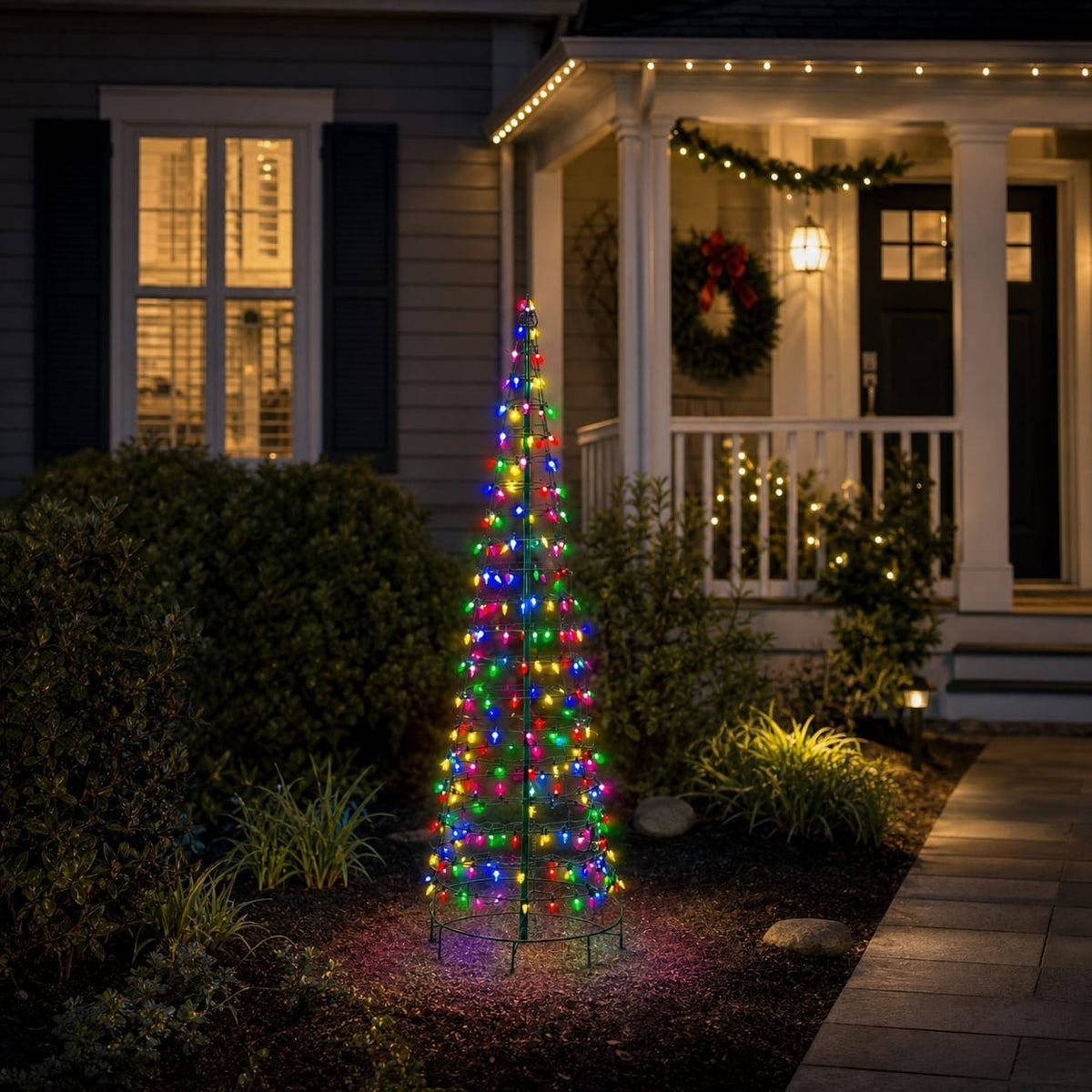 4 FT 120 LED Multi Lights Cone Tree Twinkling Effect