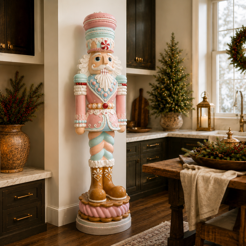 6 FT Pink & Blue LED Musical Macaron Nutcracker