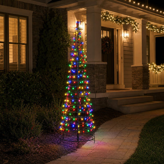 6 FT 240 LED Multi Lights Cone Tree Twinkling Effect