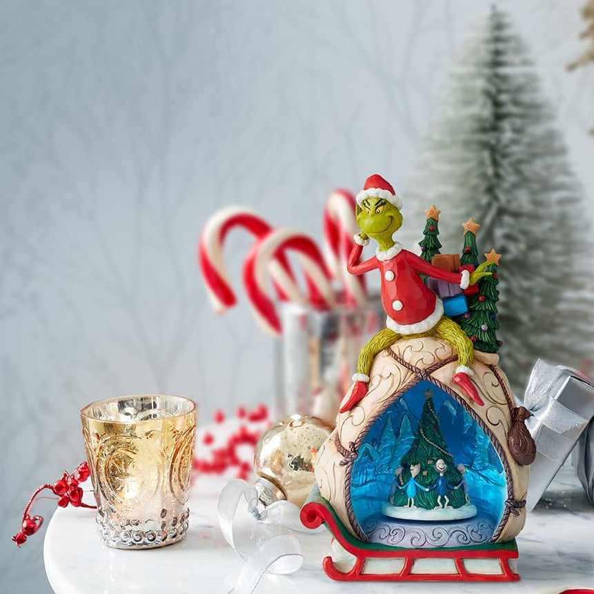 Grinch Village 11.5" Grinch Lighted Rotatable Scene