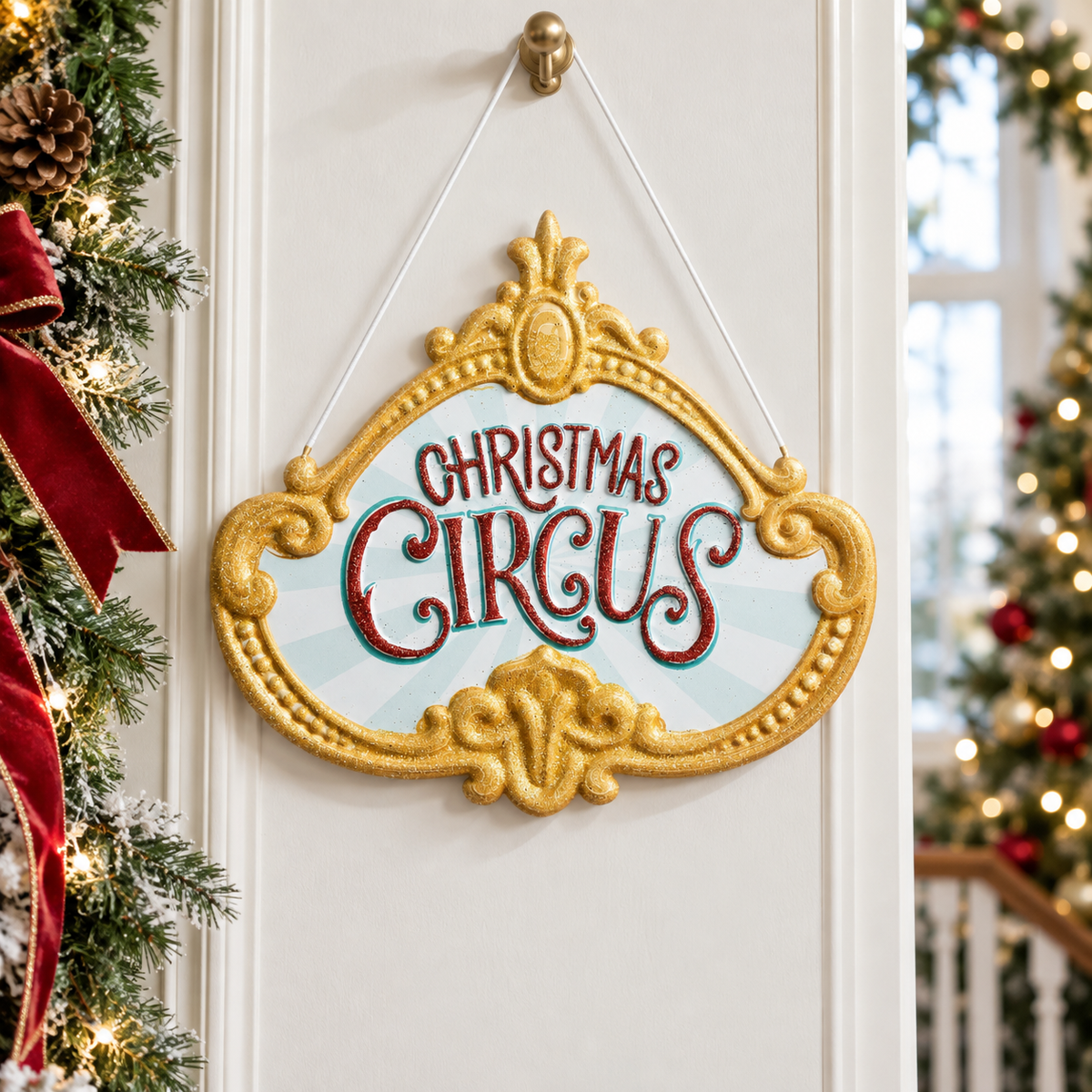 12" Christmas Circus Marquee Wall Art Hanging Sign