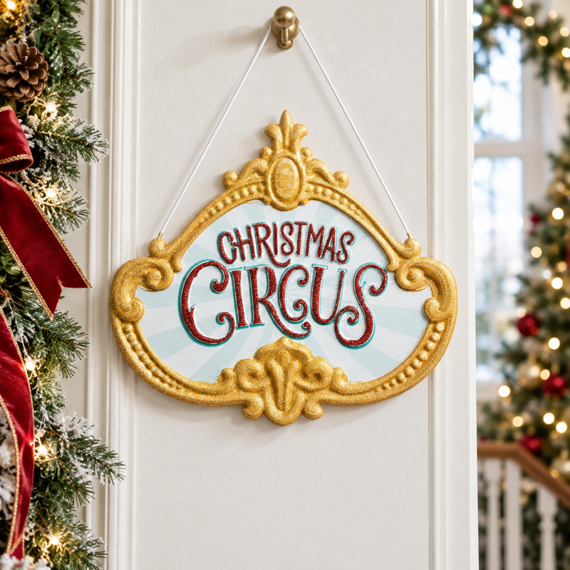 12" Christmas Circus Marquee Wall Art Hanging Sign