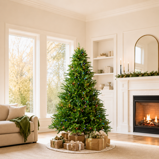10 FT Telluride Fir Slim Tree Pre-Lit Warm White LED Lights