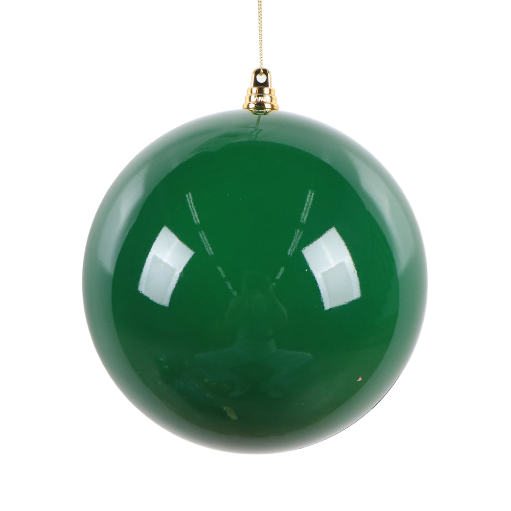 6" Holly Green Shiny Ball Ornament Set Of 6