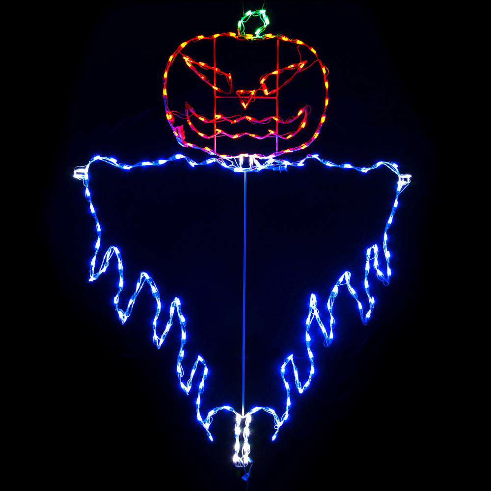 72" Halloween LED Jack-O-Lantern Evil Scarecrow