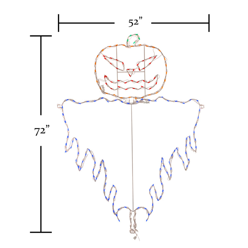 Espantapájaros malvado de Halloween de 72" con Jack-O-Lantern de LED