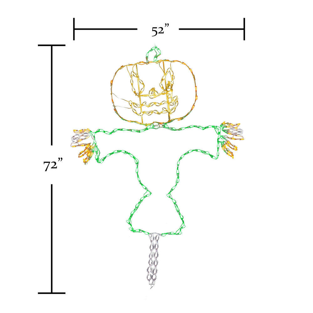 72" Halloween LED Jack-O-Lantern Happy Scarecrow
