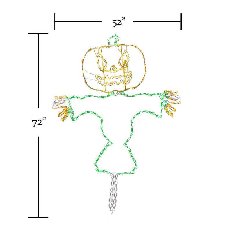 Jack-O-Lantern de Halloween con luces LED de 72" y espantapájaros alegre