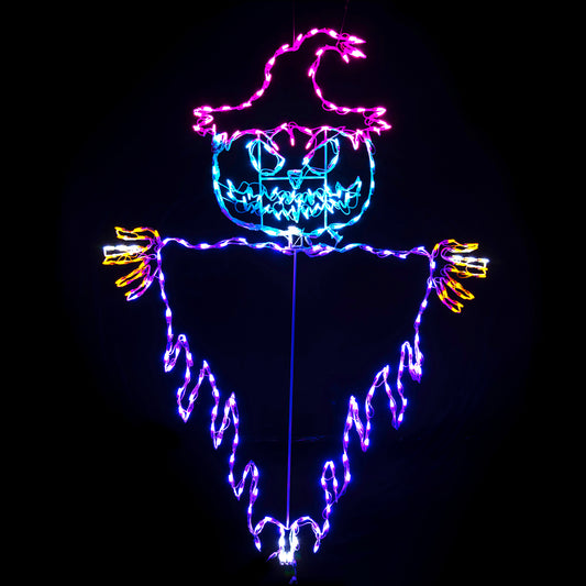 Espantapájaros vudú Jack-O-Lantern con LED de Halloween de 72"