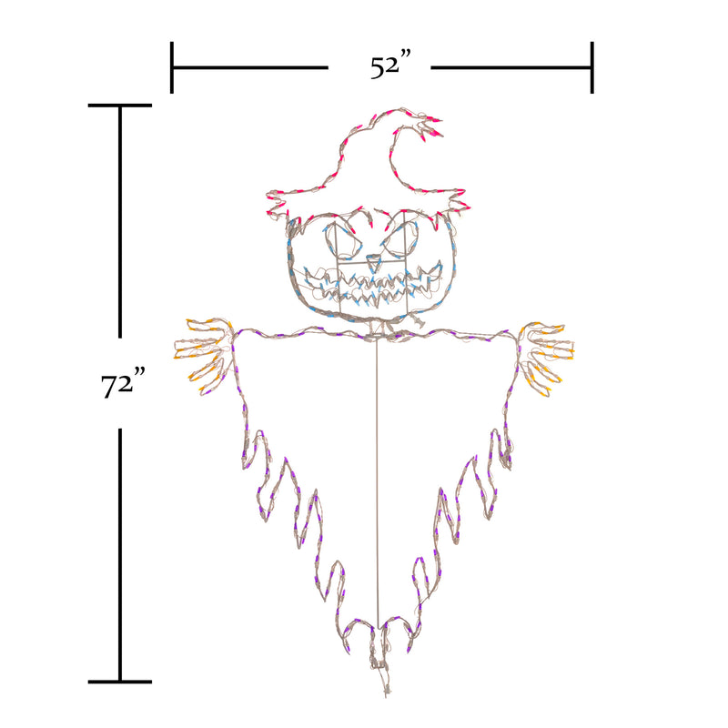 Espantapájaros vudú Jack-O-Lantern con LED de Halloween de 72"