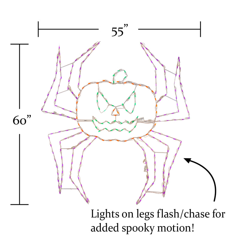 Calabaza araña animada LED de Halloween de 60"