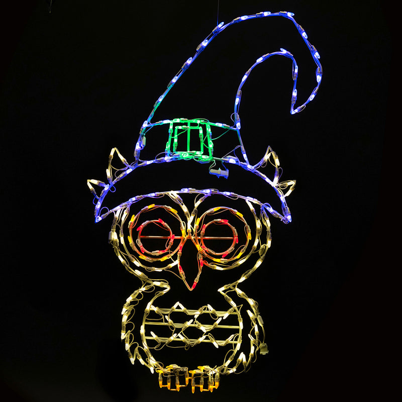 Búho bruja con luz LED de Halloween de 45"