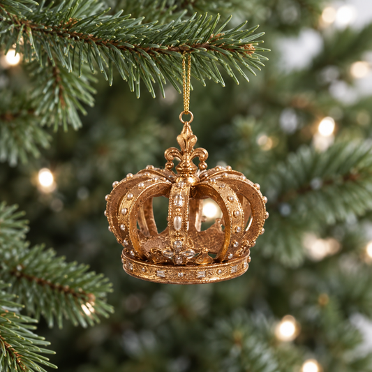 3" Gold Crown Ornament Assorted Set Of 3