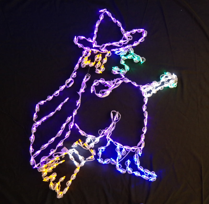Bruja voladora con luz LED de 46" para Halloween