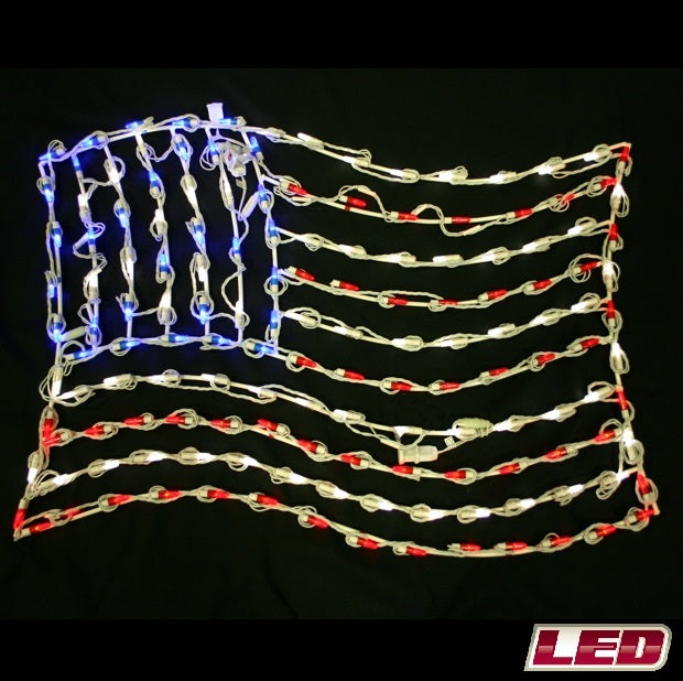 48" American Flag Waving LED Patriotic Metal Frame