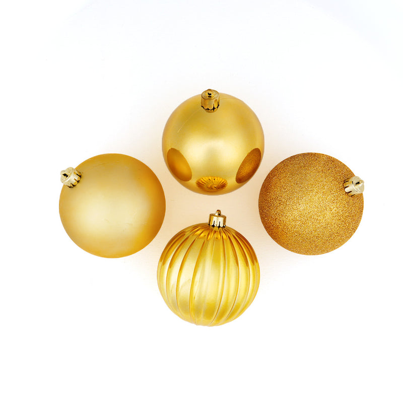 4" Shiny, Matte & Glitter Shatterproof Ball Ornament Assorted Set Of 24
