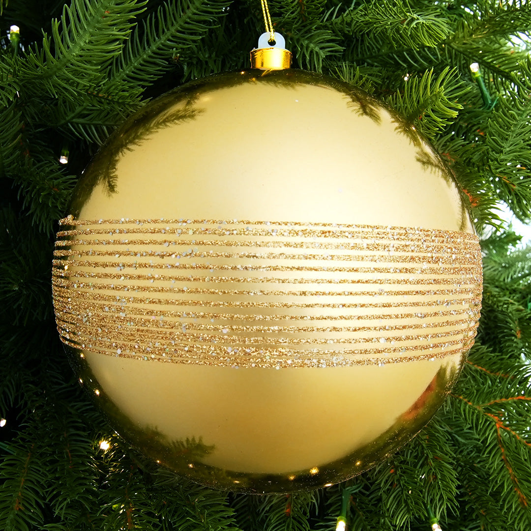 8" Glitter Shiny Ball Ornament Set Of 6