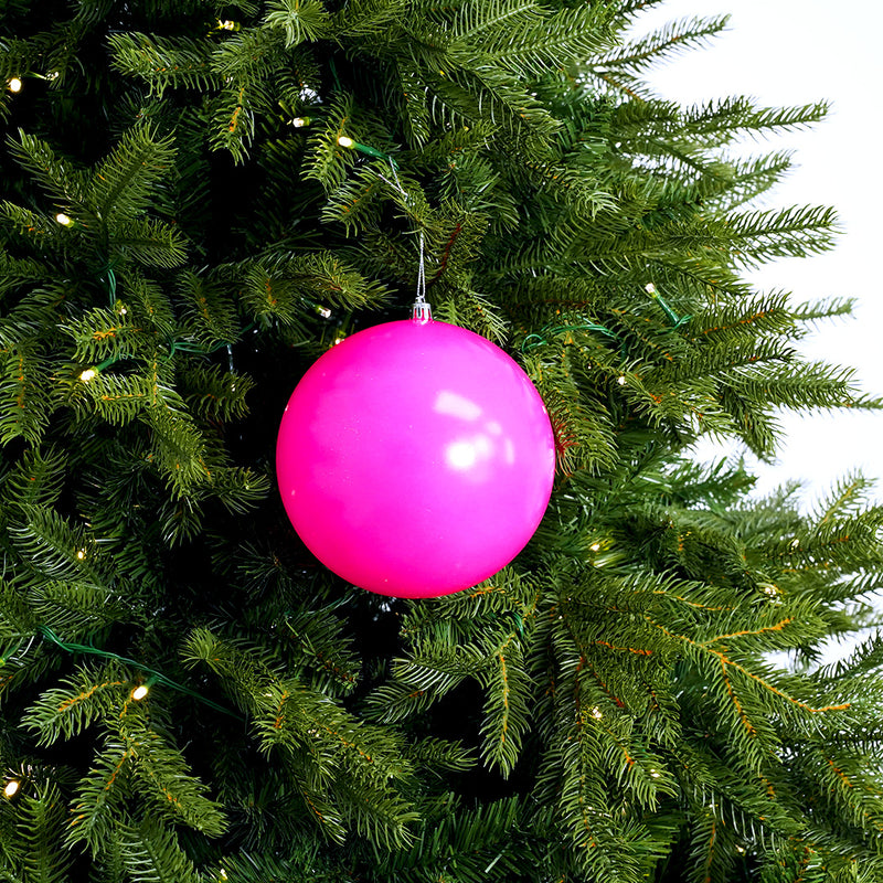 Juego de 6 esferas decorativas color fucsia neón de 15 cm