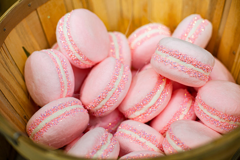 Juego de 6 macarrones rosa pastel de 4"