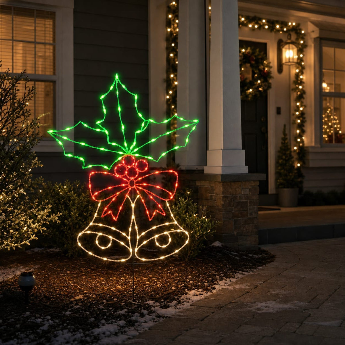 36" 100 LED Holly Berry Bells Twinkling Effect