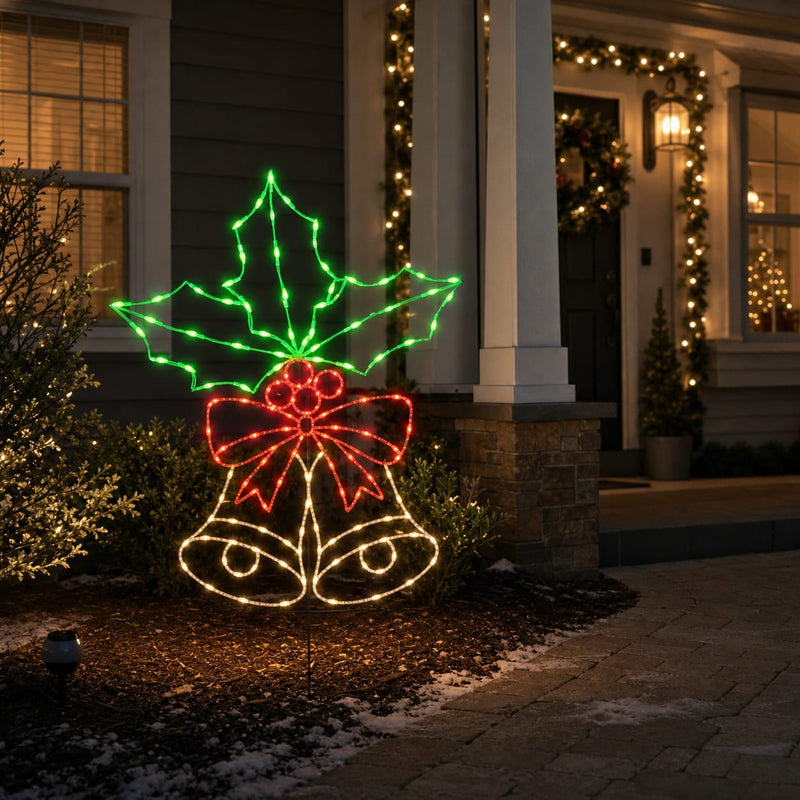 36" 100 LED Holly Berry Bells Twinkling Effect