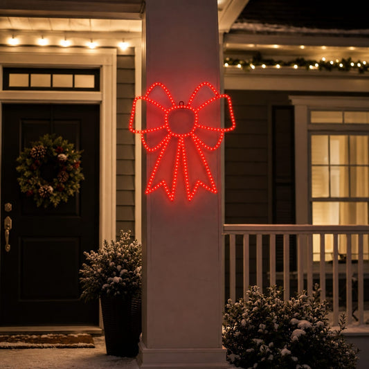16" 150 LED Micro Red Bow Twinkling Effect