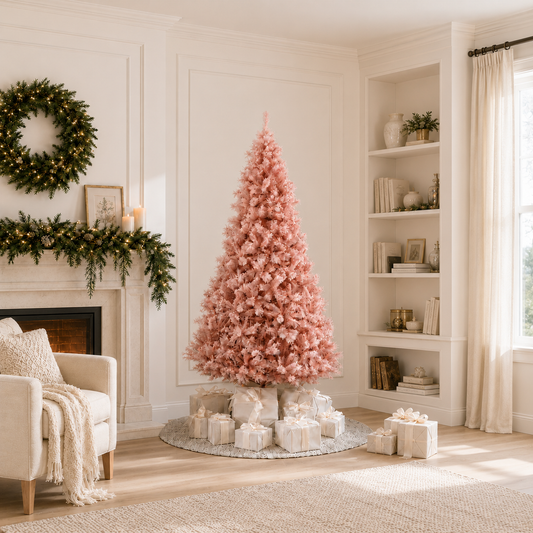 Paris Fir Snowy Pink Tree Unlit