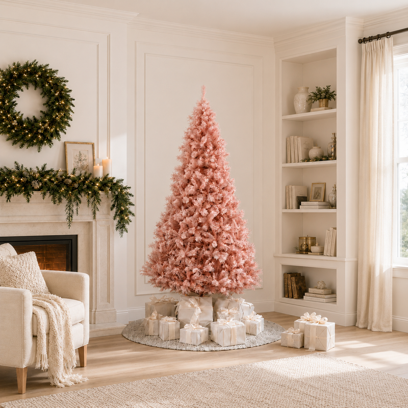Paris Fir Snowy Pink Tree Unlit
