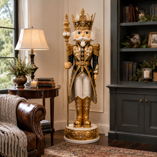 5 FT Black, White & Gold King Nutcracker