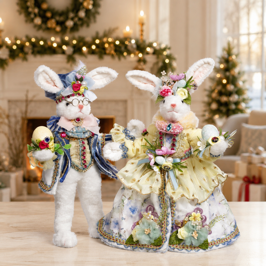 Mark Roberts 12" - 13" Mr. & Mrs. Cottontail Rabbit Set Of 2