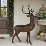 4 FT Bronze Standing Stag Statue