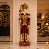 5 FT Metallic Red & Gold King Nutcracker With Staff