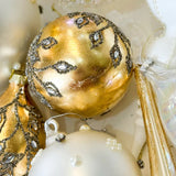 4"6" Gold Ball Finial Assorted Ornament Set Of 2