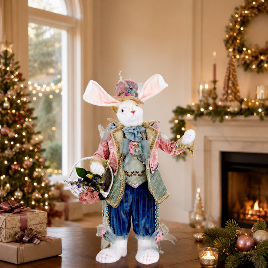 Mark Roberts 33.5" Rabbit With Floral Basket