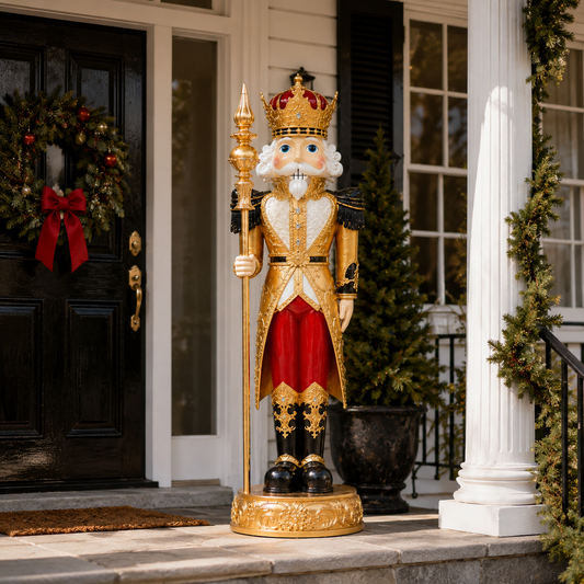 5 FT Red, Gold & Black Nutcracker With Staff