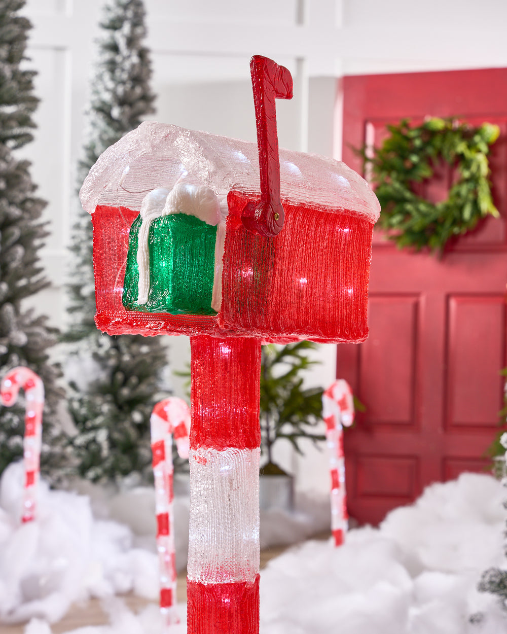 3 FT 60 LED Cool White Red Mailbox Battery Operated