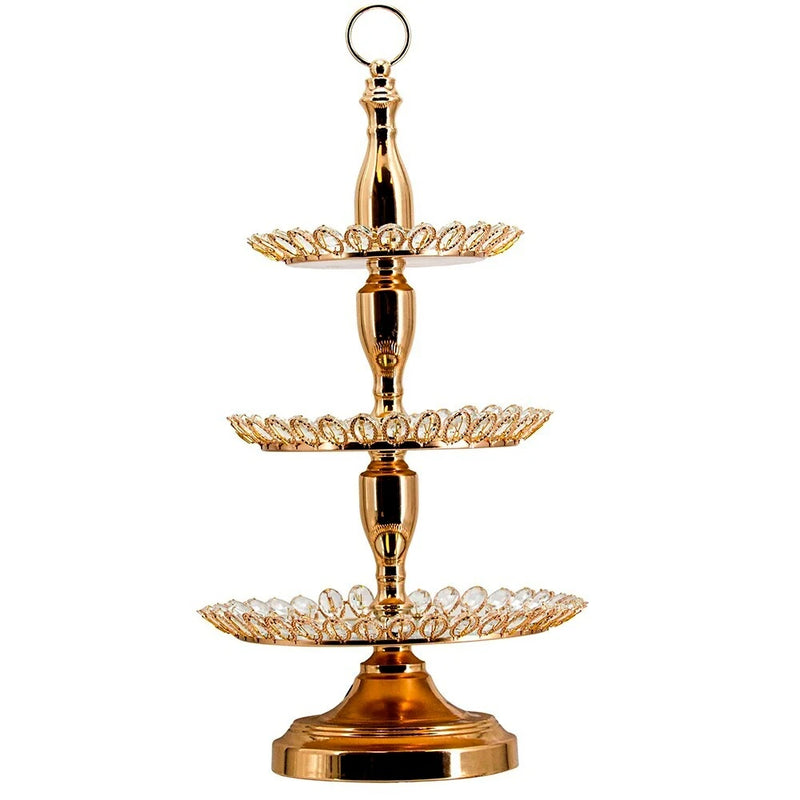 28" 3-Tier Glass Serving Tray Set with Metal Base