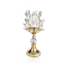 16.5" Crystal Candle Holder With Gold Jeweled Base