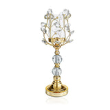 19" Crystal Candle Holder With Gold Jewel Base