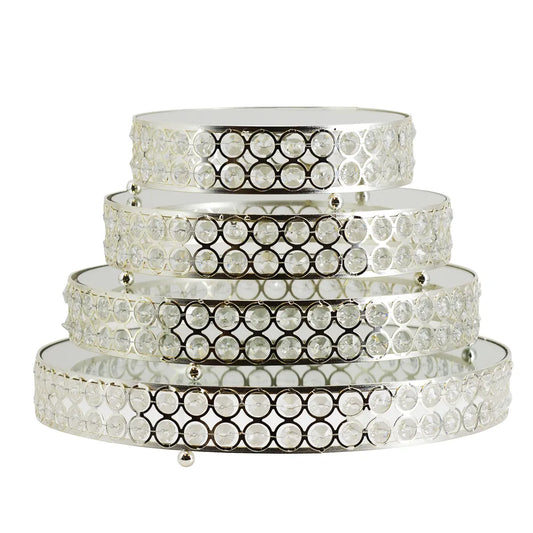 Crystal Cake Stands with Mirror Set of 4