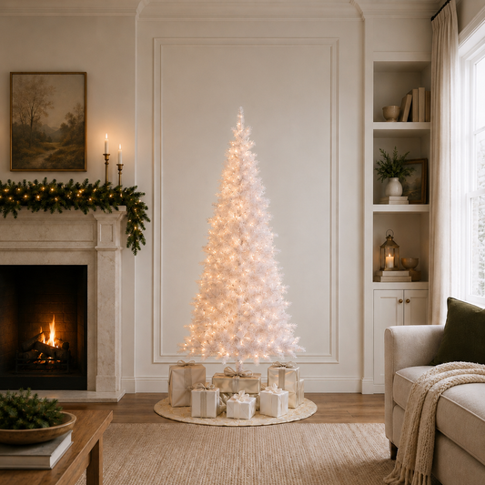 White Tiffany Tinsel Pre Lit Warm White Micro LED