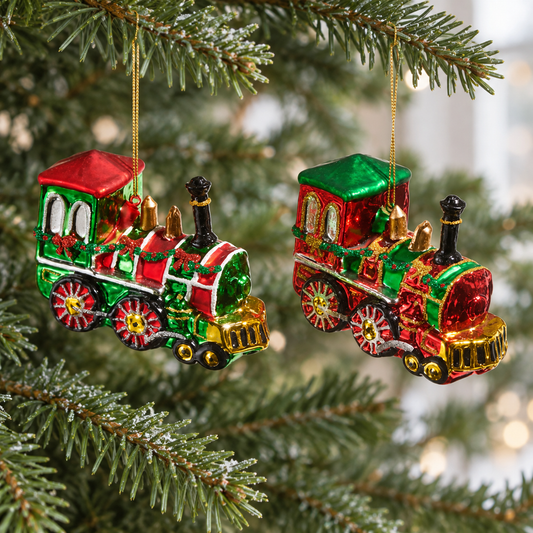 5" Train Assorted Ornament Set Of 2