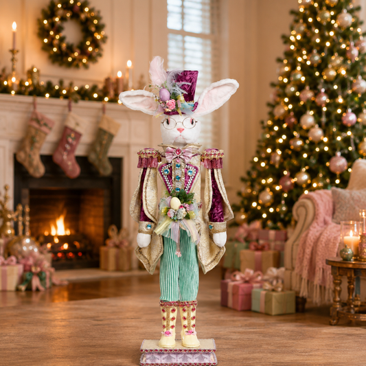 Mark Roberts 36" Medium Green & Purple Rabbit Nutcracker