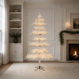 Árbol de ramitas de 9 pies, en capas, con efecto nevado